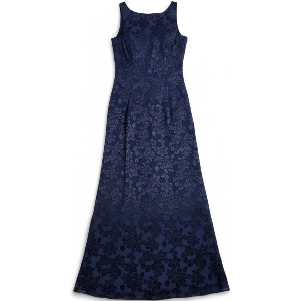 Rhapsody Women's Size 6 Blue Floral Formal Dress Bridesmaid Prom Gown Long